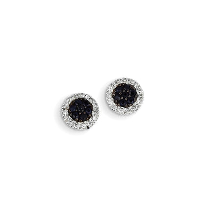 14K Weißgold Echt Diamant & Saphir Kreis Ohrstecker