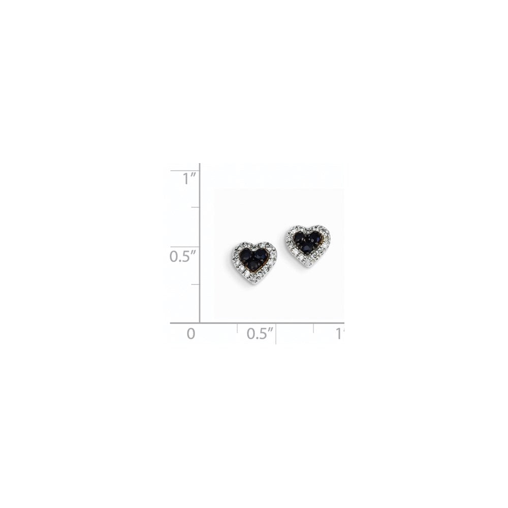 14K Weißgold Echt Diamant & Saphir Herz Ohrstecker