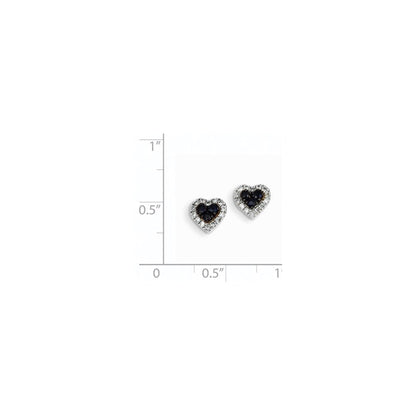 14K Weißgold Echt Diamant & Saphir Herz Ohrstecker