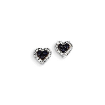14K Weißgold Echt Diamant & Saphir Herz Ohrstecker