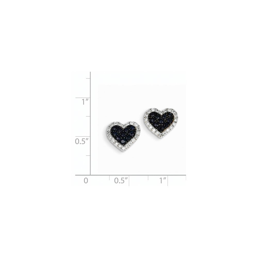 14K Weißgold Echt Diamant & Saphir Herz Ohrstecker
