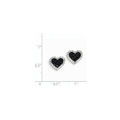 14K Weißgold Echt Diamant & Saphir Herz Ohrstecker