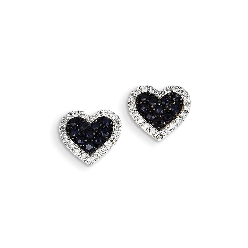 14K Weißgold Echt Diamant & Saphir Herz Ohrstecker