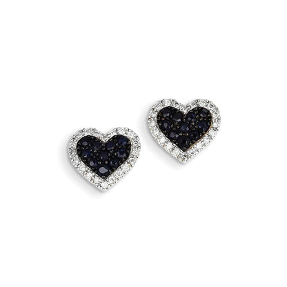 14K Weißgold Echt Diamant & Saphir Herz Ohrstecker