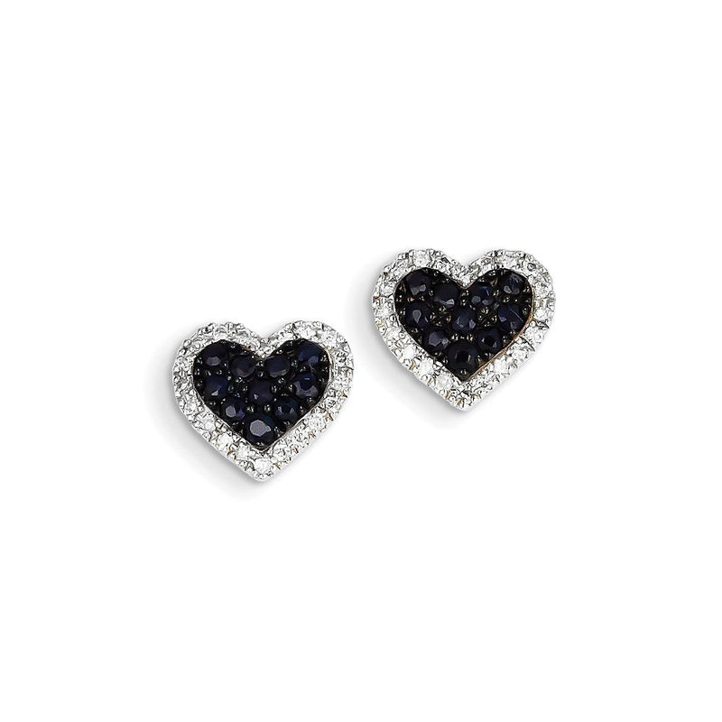 14K Weißgold Echt Diamant & Saphir Herz Ohrstecker