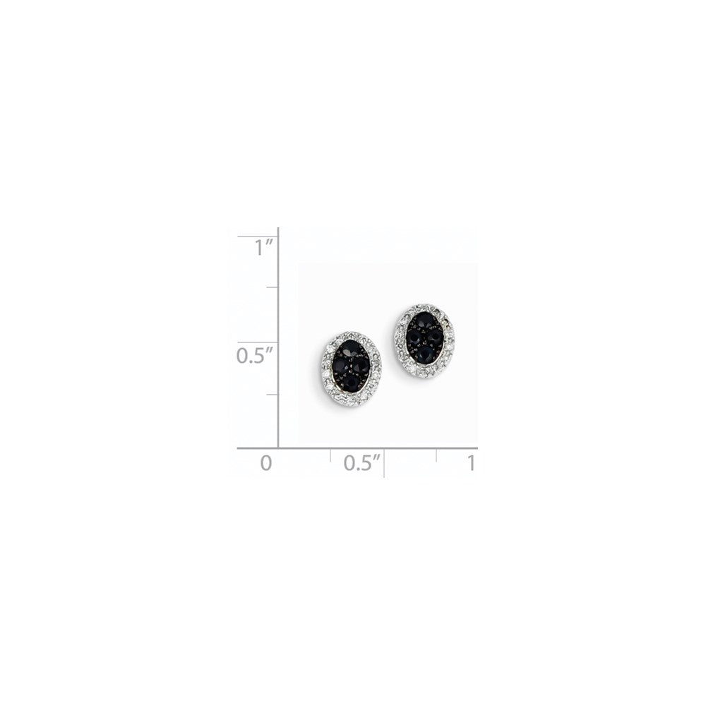 14K Weißgold Echt Diamant & Saphir Oval Ohrstecker