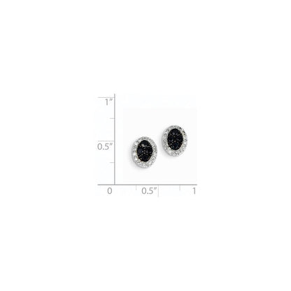 14K Weißgold Echt Diamant & Saphir Oval Ohrstecker