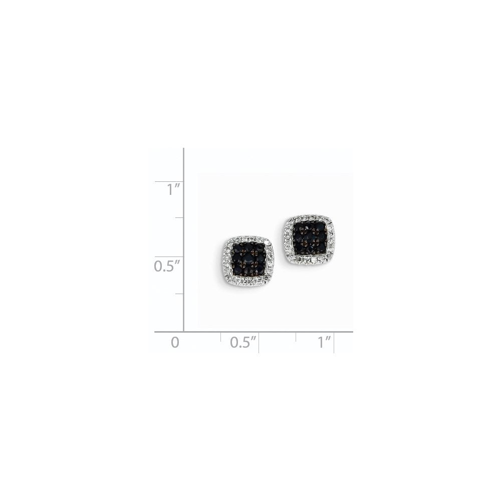 14K Weißgold Echt Diamant & Saphir Ohrstecker