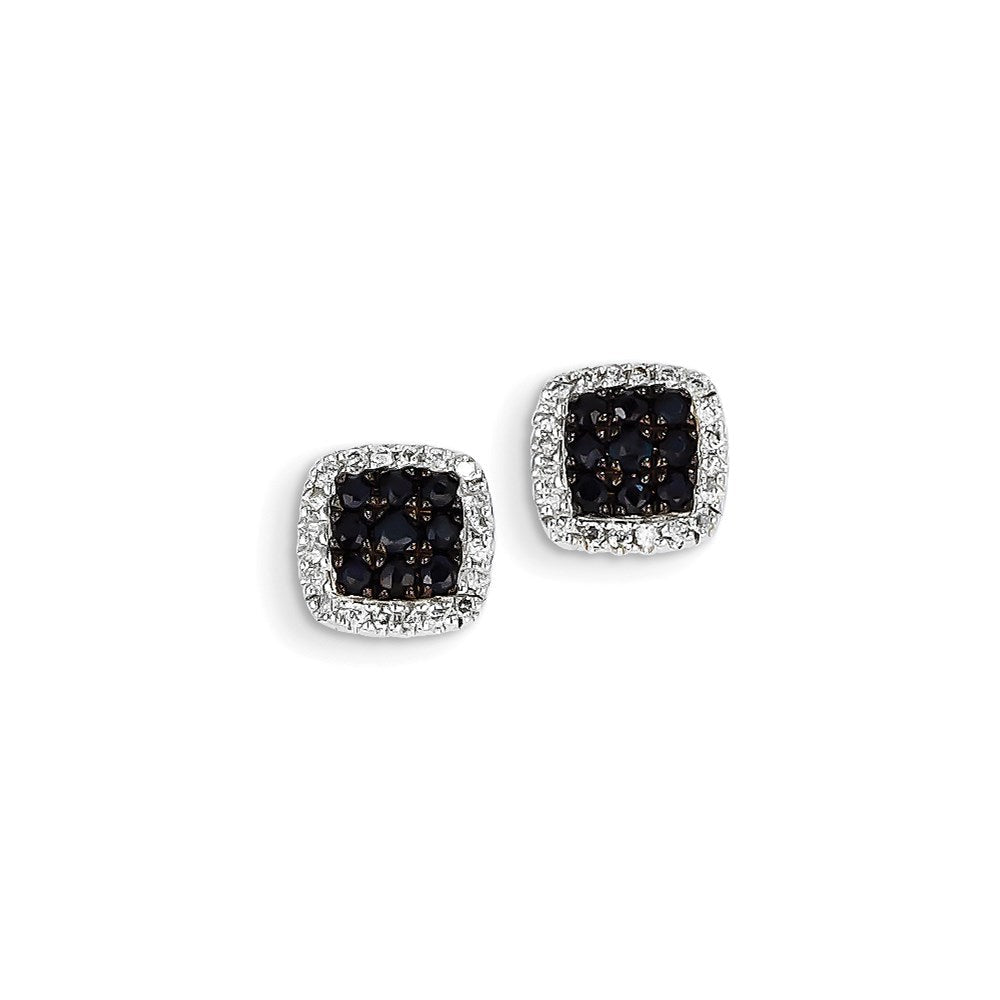 14K Weißgold Echt Diamant & Saphir Ohrstecker