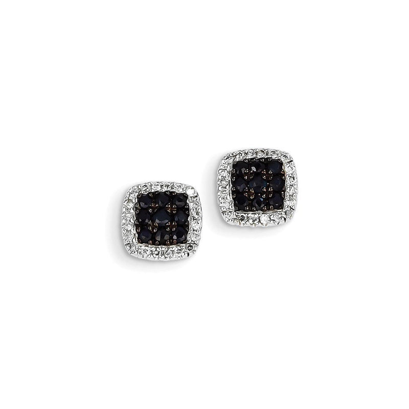 14K Weißgold Echt Diamant & Saphir Ohrstecker