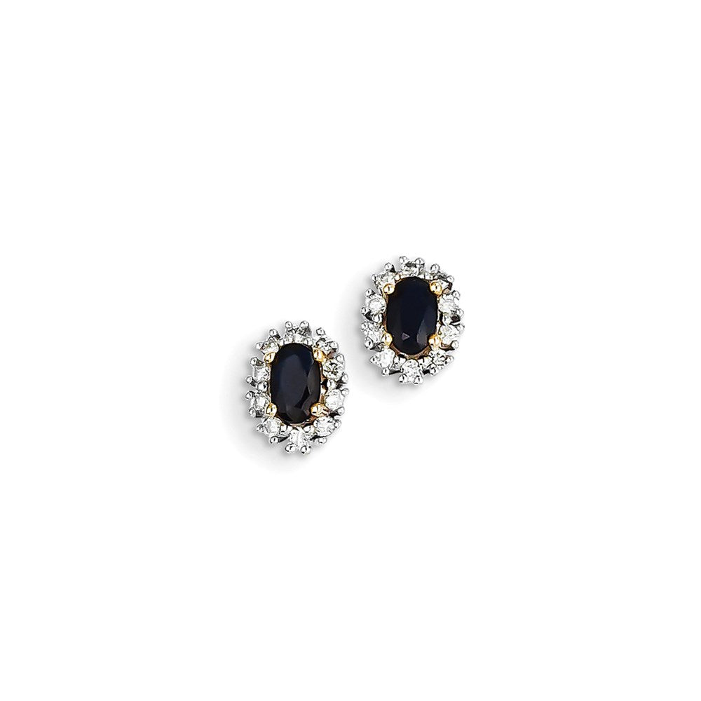 14K Gelbgold Echt Diamant & Saphir Ohrringe