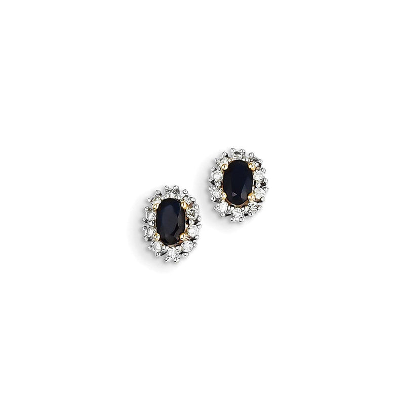 14K Gelbgold Echt Diamant & Saphir Ohrringe