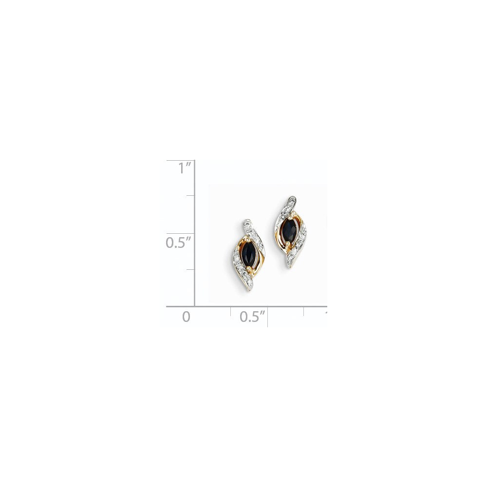 14K Gelbgold Echt Diamant & Saphir Ohrringe