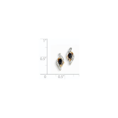 14K Gelbgold Echt Diamant & Saphir Ohrringe
