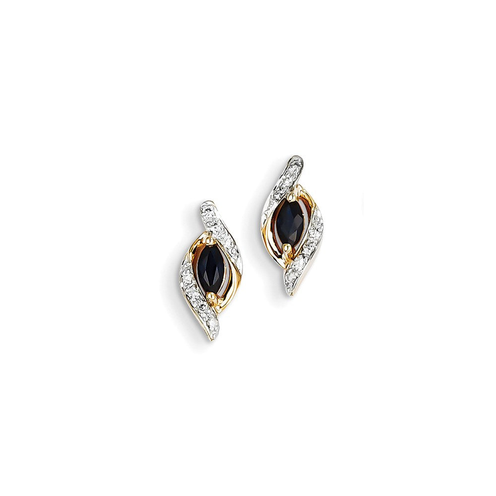 14K Gelbgold Echt Diamant & Saphir Ohrringe