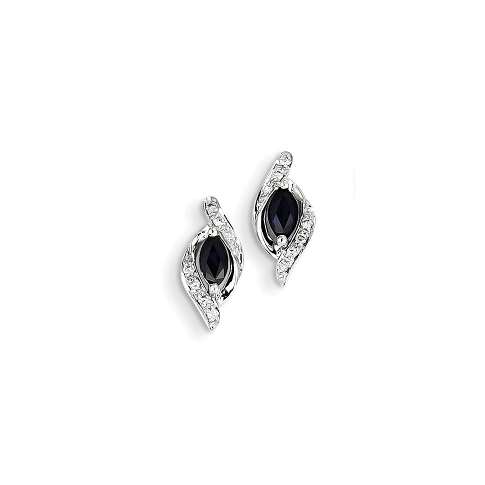 14K Weißgold Echt Diamant & Saphir Ohrstecker