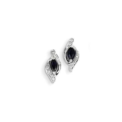 14K Weißgold Echt Diamant & Saphir Ohrstecker