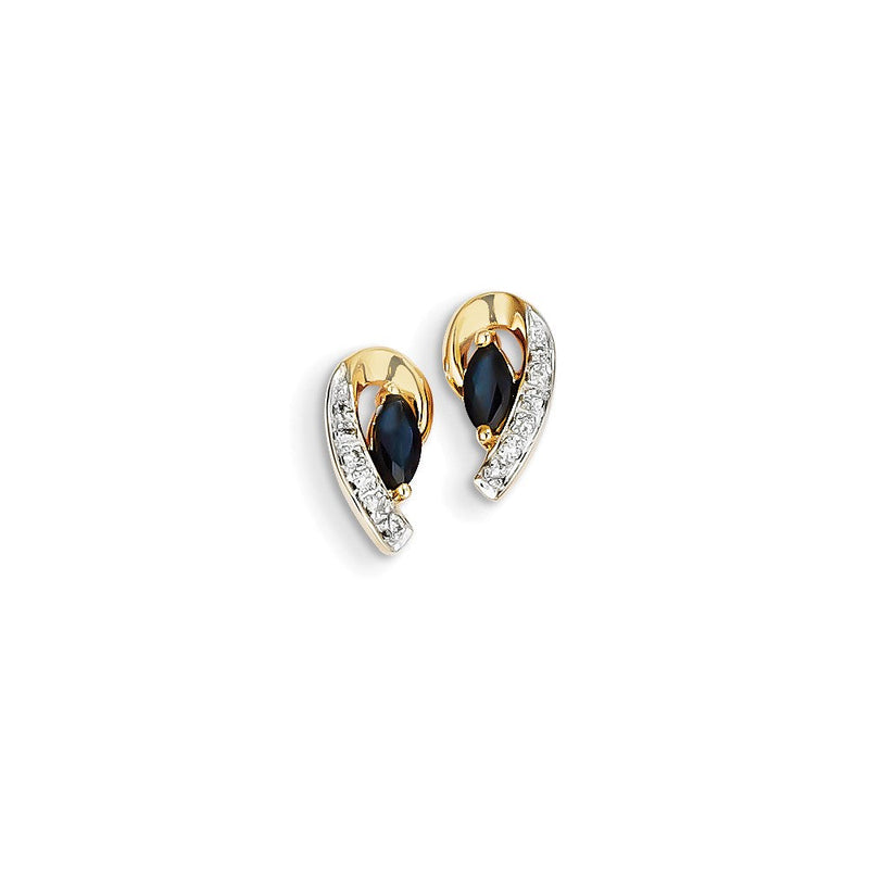 14K Gelbgold Echt Diamant & Saphir Ohrringe