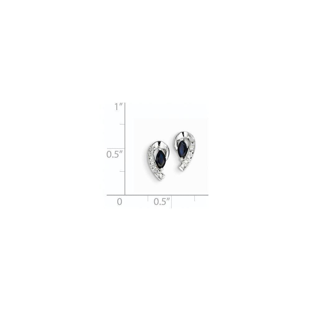 14K Weißgold Echt Diamant Saphir Ohrstecker