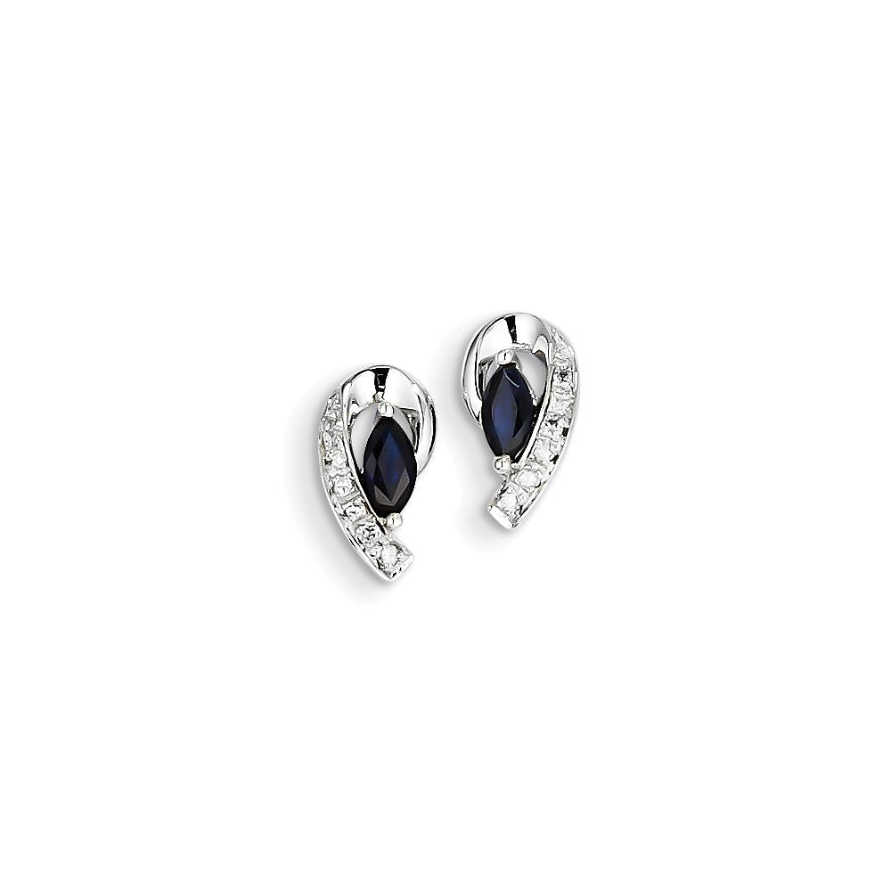 14K Weißgold Echt Diamant Saphir Ohrstecker