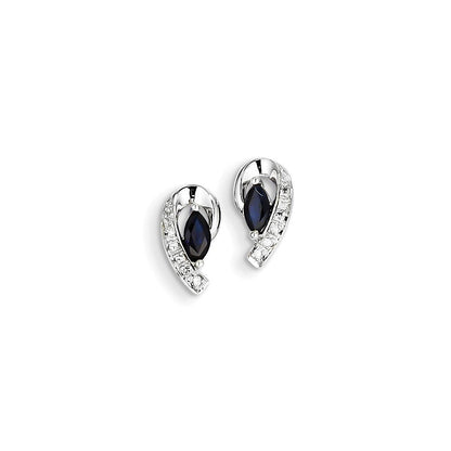 14K Weißgold Echt Diamant Saphir Ohrstecker
