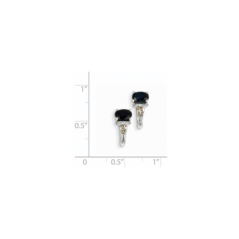 14K Weißgold & Gelb Rhodium Echt Diamant & Saphir J Haken Ohrringe