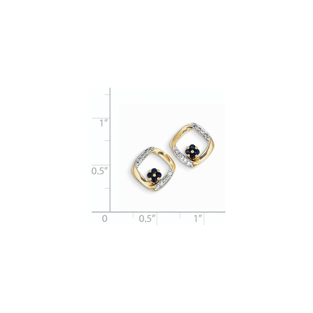 14K Gelbgold Echt Diamant & Saphir Ohrringe