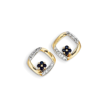 14K Gelbgold Echt Diamant & Saphir Ohrringe