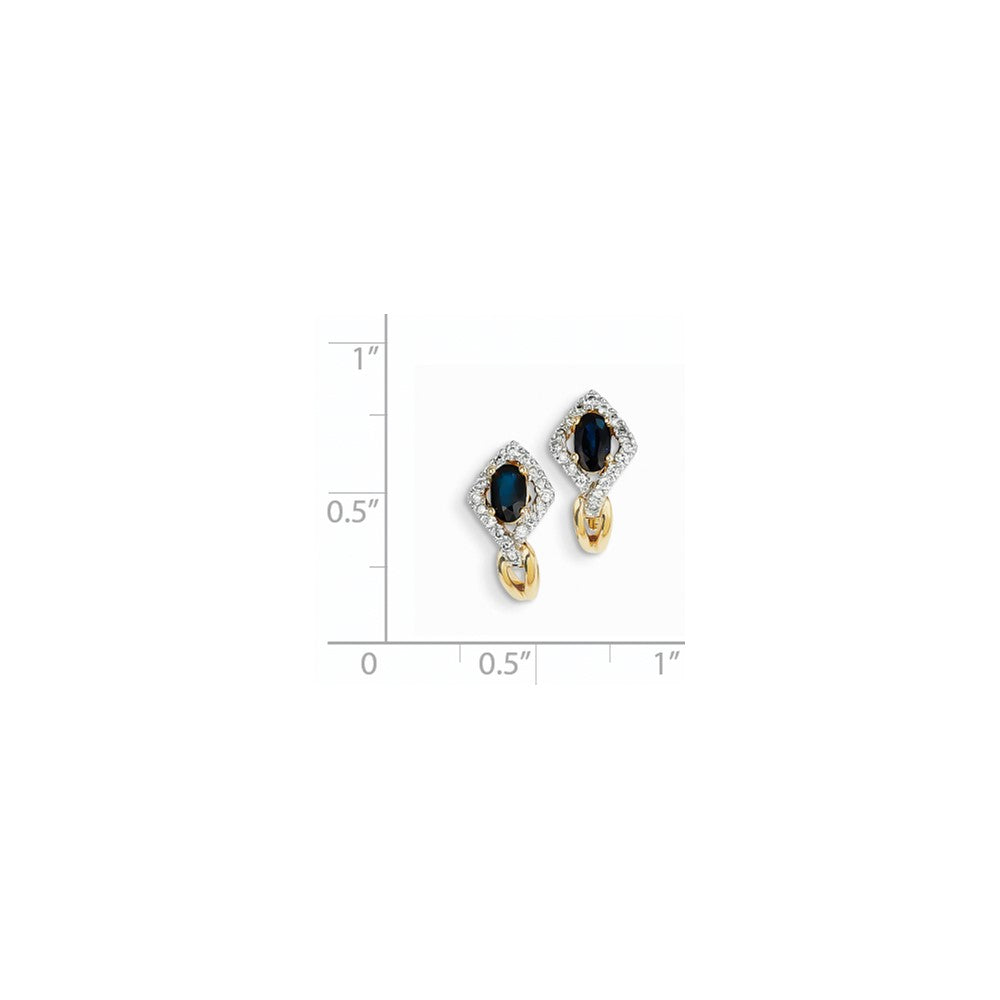 14K Gelbgold Echt Diamant & Saphir Ohrringe