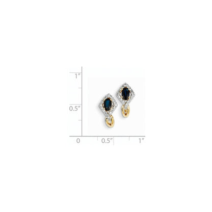 14K Gelbgold Echt Diamant & Saphir Ohrringe