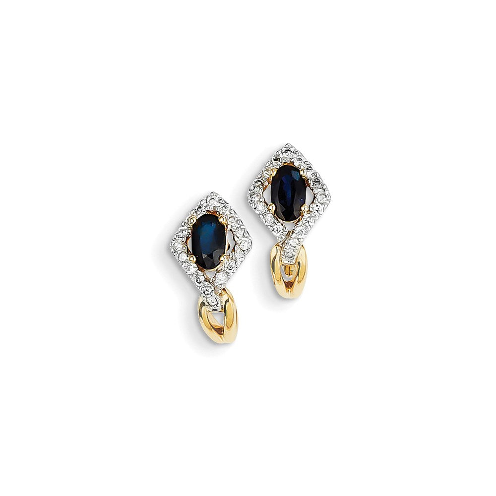 14K Gelbgold Echt Diamant & Saphir Ohrringe