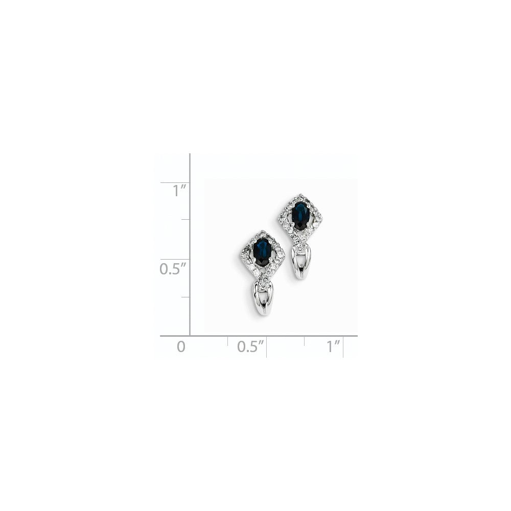 14K Weißgold Echt Diamant & Saphir J Creolen