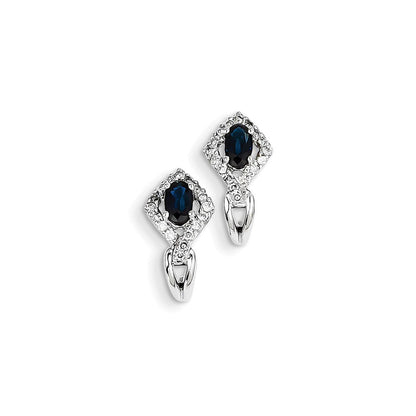 14K Weißgold Echt Diamant & Saphir J Creolen