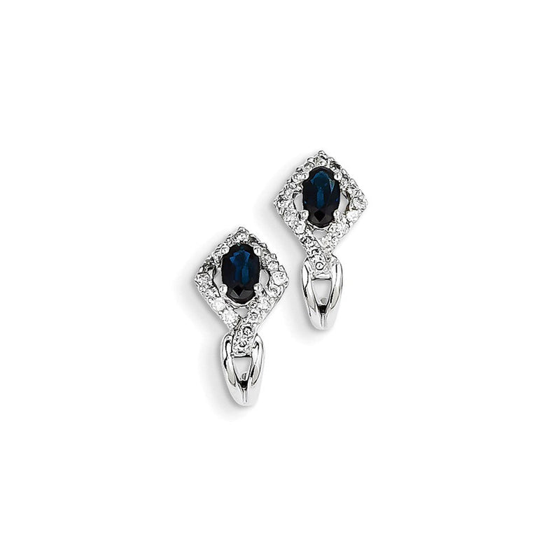14K Weißgold Echt Diamant & Saphir J Creolen