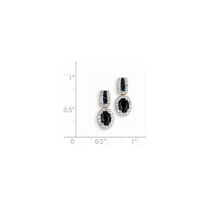 14K Gelbgold Echt Diamant & Saphir Ohrringe