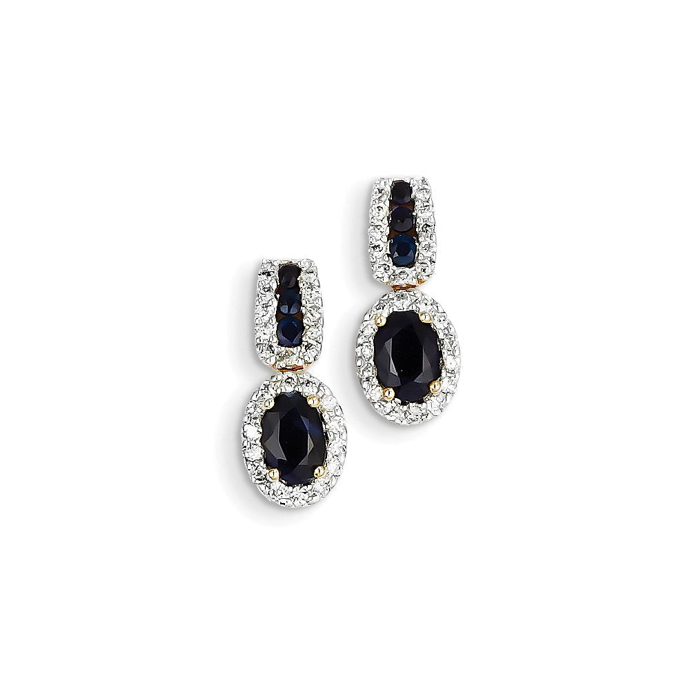 14K Gelbgold Echt Diamant & Saphir Ohrringe