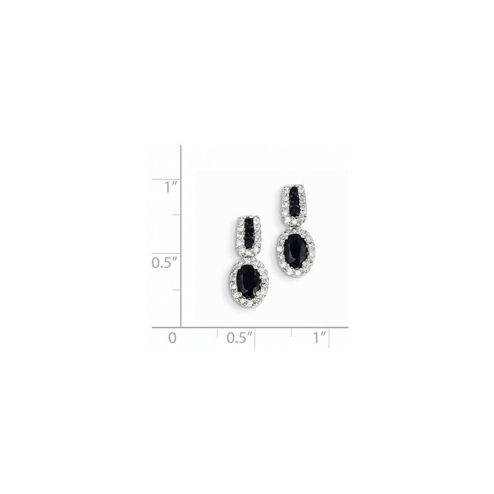 14K Weißgold Echt Diamant & Saphir Ohrstecker