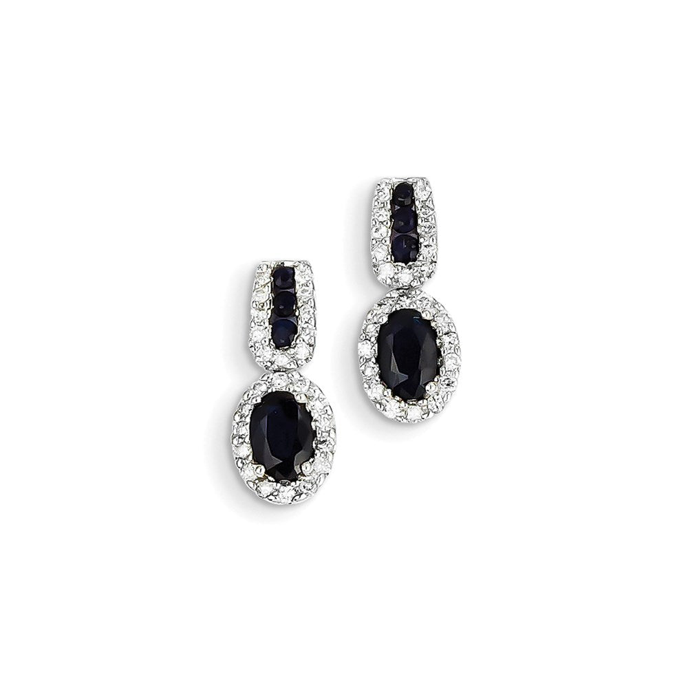 14K Weißgold Echt Diamant & Saphir Ohrstecker