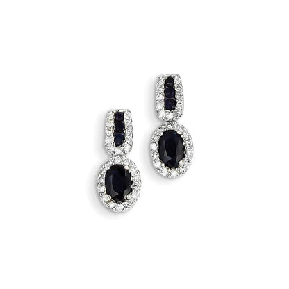 14K Weißgold Echt Diamant & Saphir Ohrstecker