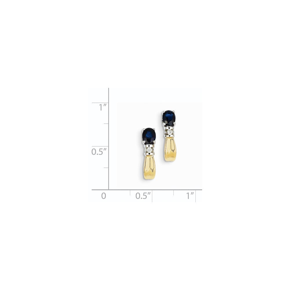 14K Gelbgold Bicolor Echt Diamant & Saphir J Creole Ohrstecker