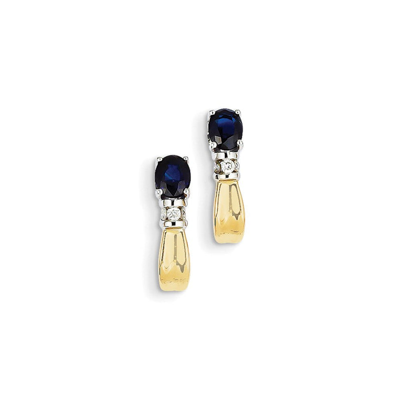 14K Gelbgold Bicolor Echt Diamant & Saphir J Creole Ohrstecker