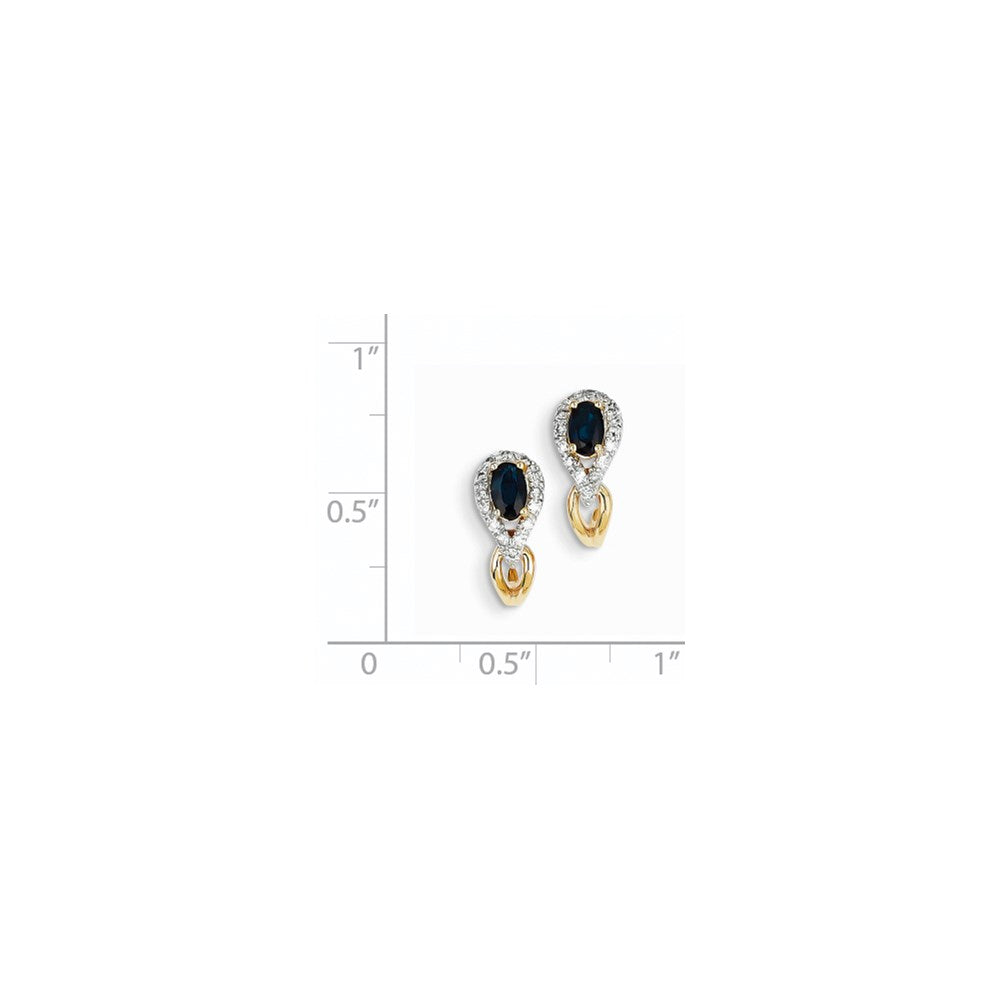 14K Gelbgold Echt Diamant & Saphir Ohrringe