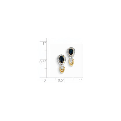 14K Gelbgold Echt Diamant & Saphir Ohrringe