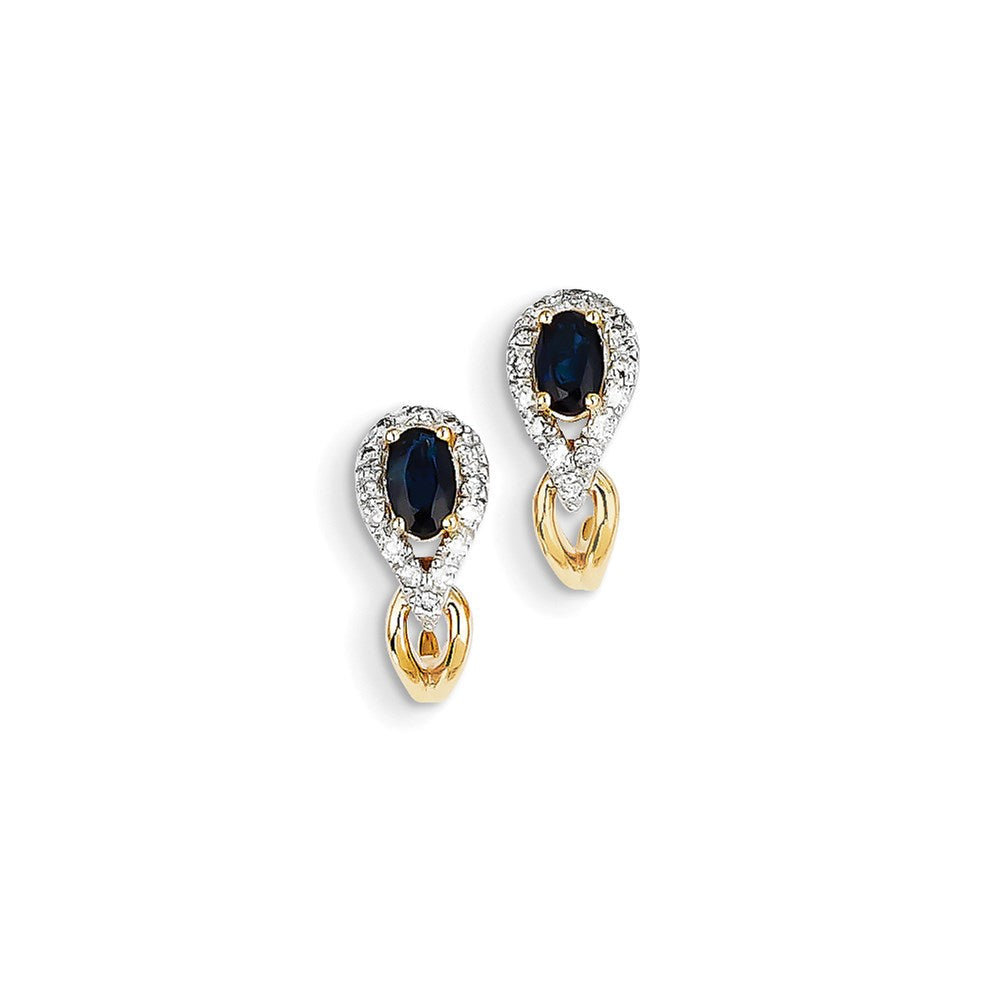 14K Gelbgold Echt Diamant & Saphir Ohrringe