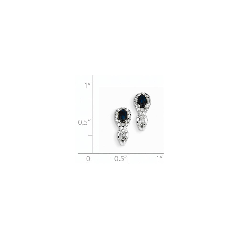 14K Weißgold Echt Diamant & Saphir J Creole Ohrstecker