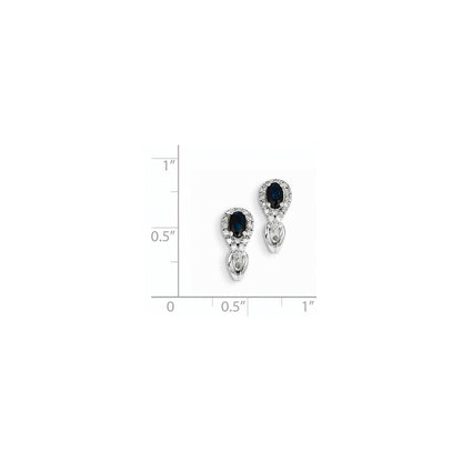 14K Weißgold Echt Diamant & Saphir J Creole Ohrstecker