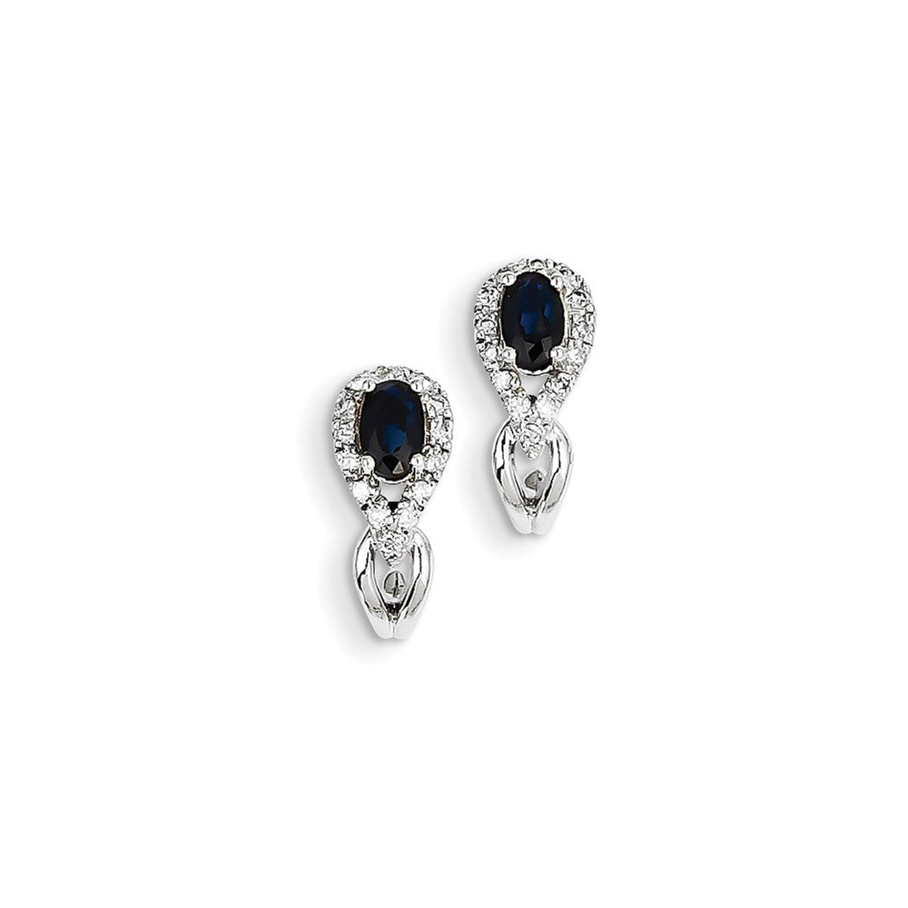 14K Weißgold Echt Diamant & Saphir J Creole Ohrstecker