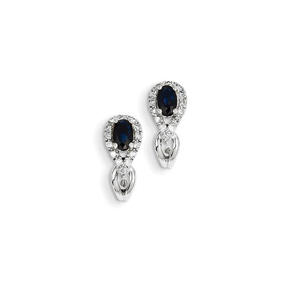 14K Weißgold Echt Diamant & Saphir J Creole Ohrstecker