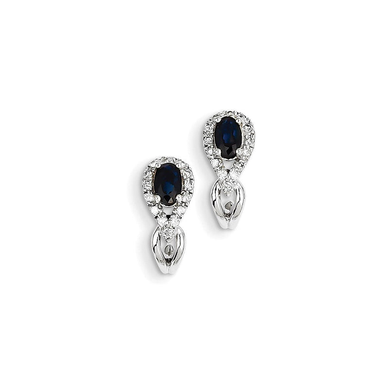 14K Weißgold Echt Diamant & Saphir J Creole Ohrstecker