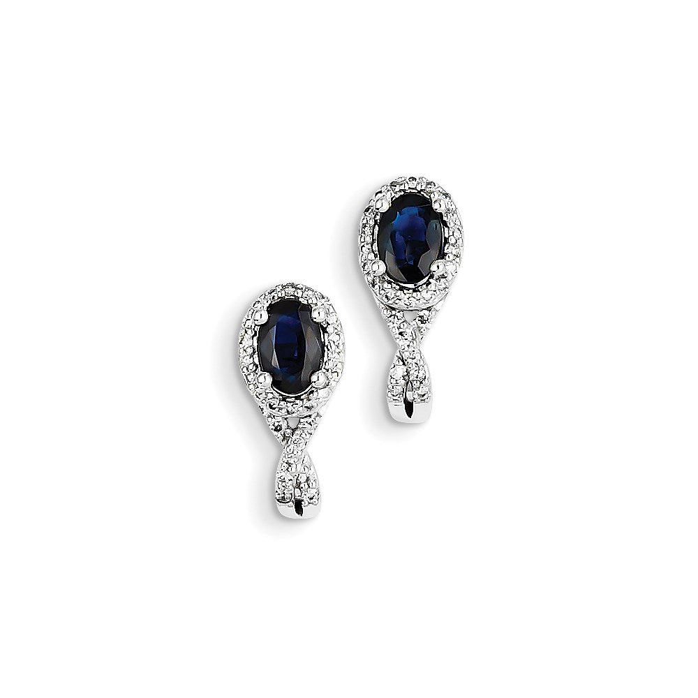 14K Weißgold Echt Diamant & Saphir J Creolen